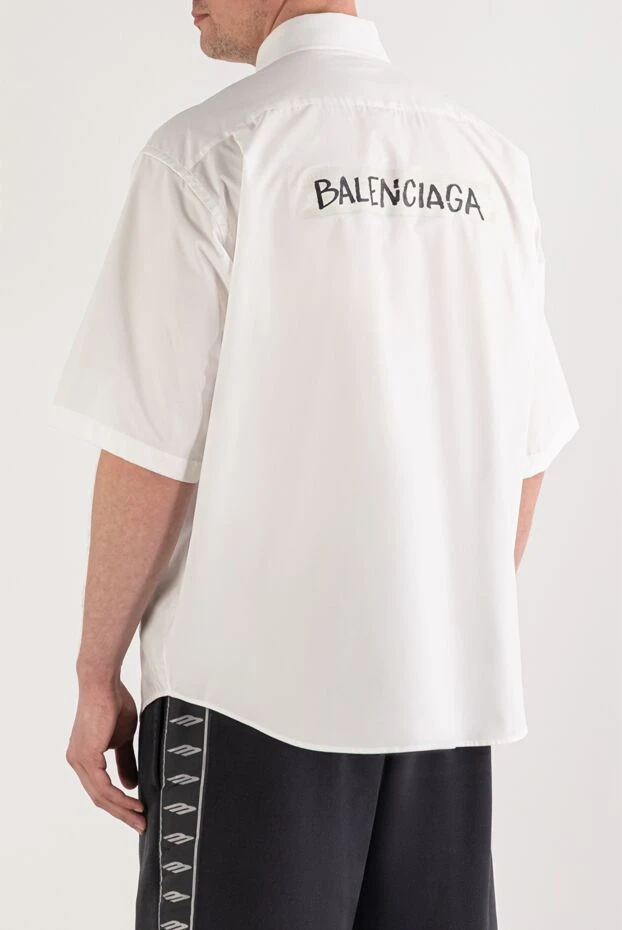 Balenciaga white men's oversized short-sleeve shirt with pocket print 193949 - photo 3