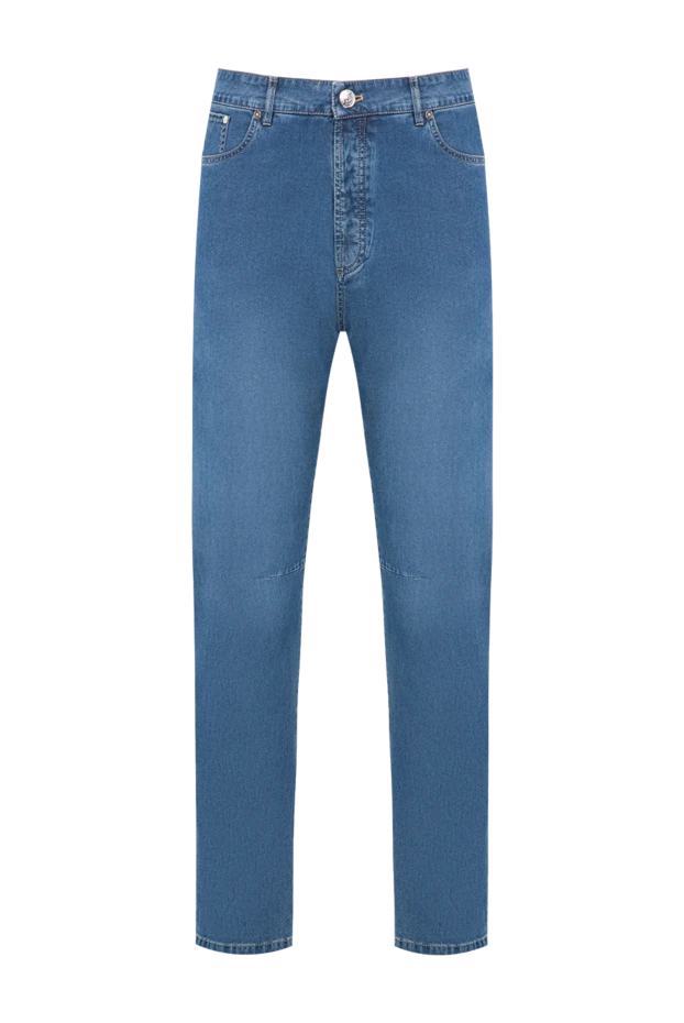 Brunello Cucinelli чоловічі сині джинси з вишивкою логотипу. 193960 - фото 1
