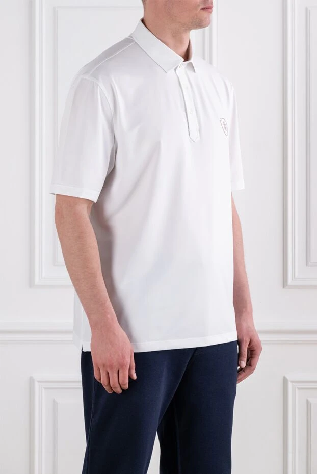 Brunello Cucinelli white polo shirt with a neat shield patch 193968 - photo 3
