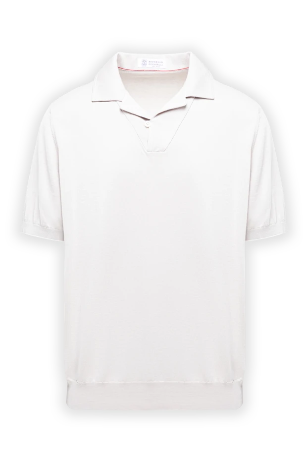 Brunello Cucinelli men's white polo shirt made of pique cotton with a classic collar 193974 - photo 1