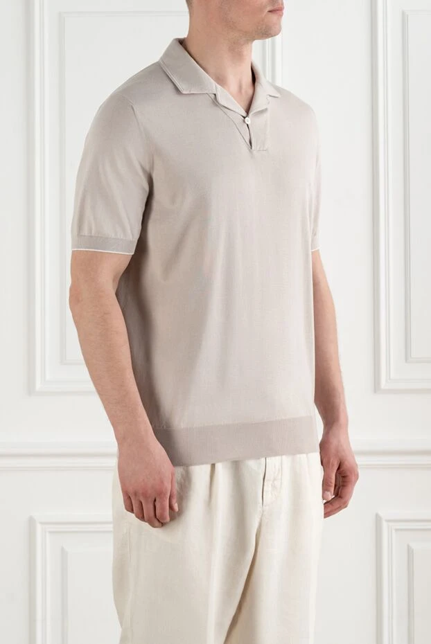 Brunello Cucinelli men's white polo shirt made of pique cotton with a classic collar 193974 - photo 3