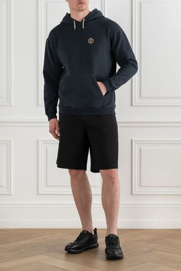 Brunello Cucinelli men's black drawstring sports shorts with pockets 193985 - photo 2