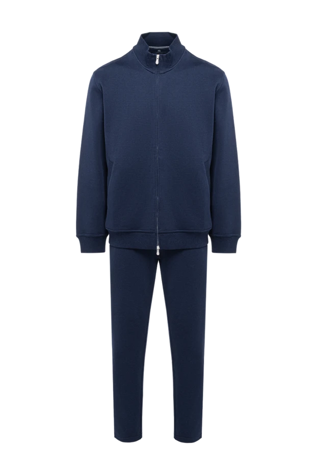 Brunello Cucinelli темно-синій трикотажний костюм прямого крою 193992 - фото 1