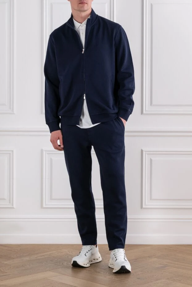 Brunello Cucinelli темно-синій трикотажний костюм прямого крою 193992 - фото 2