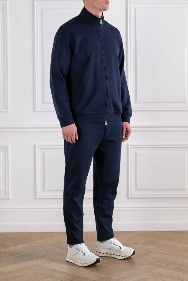 Brunello Cucinelli темно-синій трикотажний костюм прямого крою 193992 - фото 3