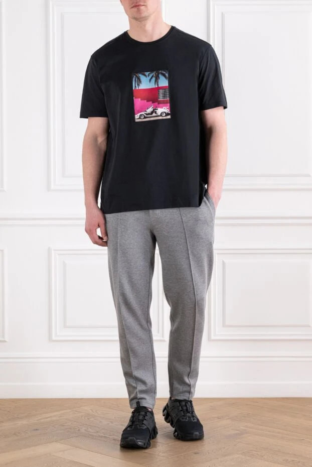 Limitato men's dark blue t-shirt with a sports car print with open doors 194023 - photo 2