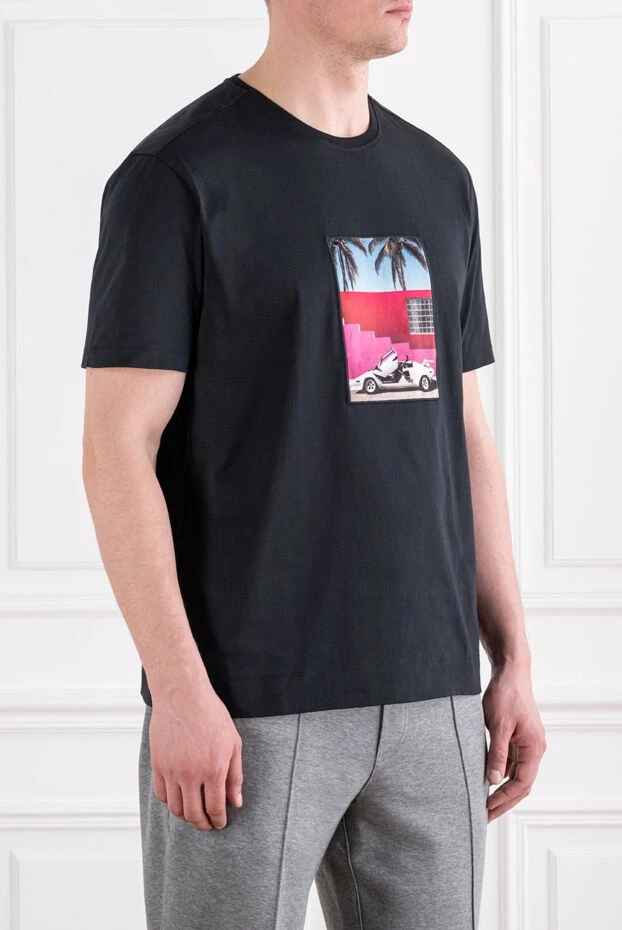 Limitato men's dark blue t-shirt with a sports car print with open doors 194023 - photo 3