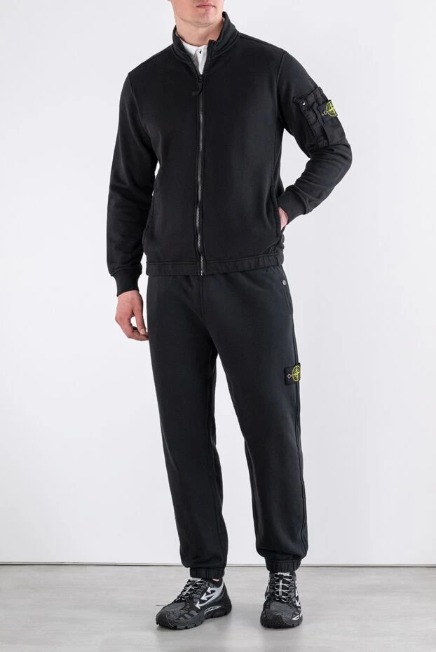Stone Island black cotton fleece tracksuit with patch pocket 194037 - photo 2