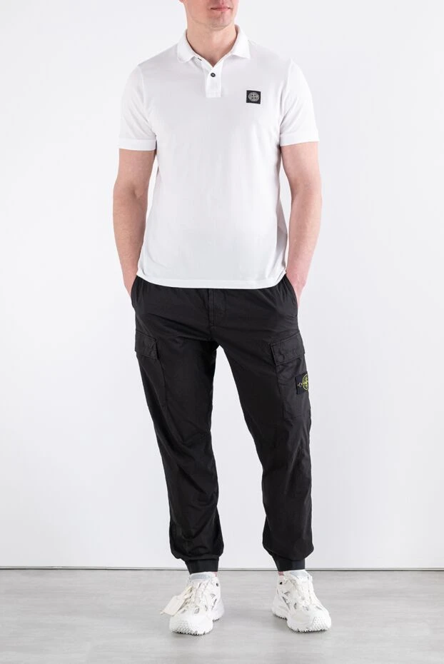 Stone Island white polo shirt made of organic cotton pique with added elastane 194046 - photo 2