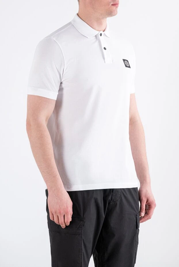 Stone Island white polo shirt made of organic cotton pique with added elastane 194046 - photo 3