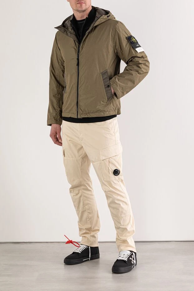 Stone Island зеленая куртка с капюшоном из легкого нейлона с мятой текстурой 194047 - фото 2
