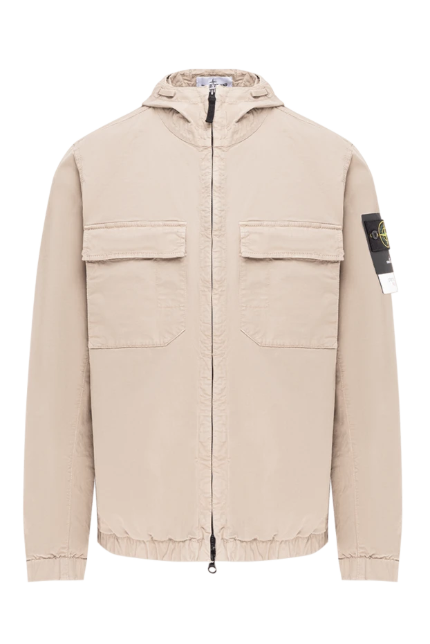 Stone Island бежевая куртка с капюшоном из эластичного органического хлопкового твила 194048 - фото 1
