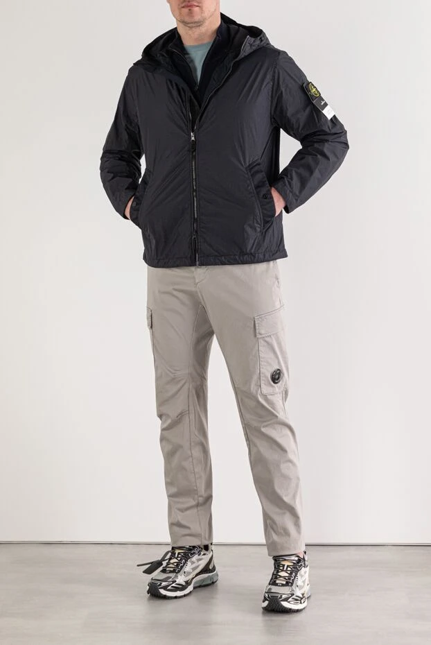 Stone Island синяя куртка с капюшоном из легкого нейлона с мятой текстурой 194049 - фото 2