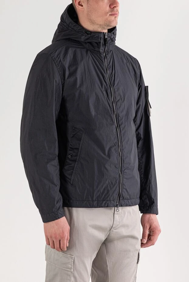 Stone Island синяя куртка с капюшоном из легкого нейлона с мятой текстурой 194049 - фото 3