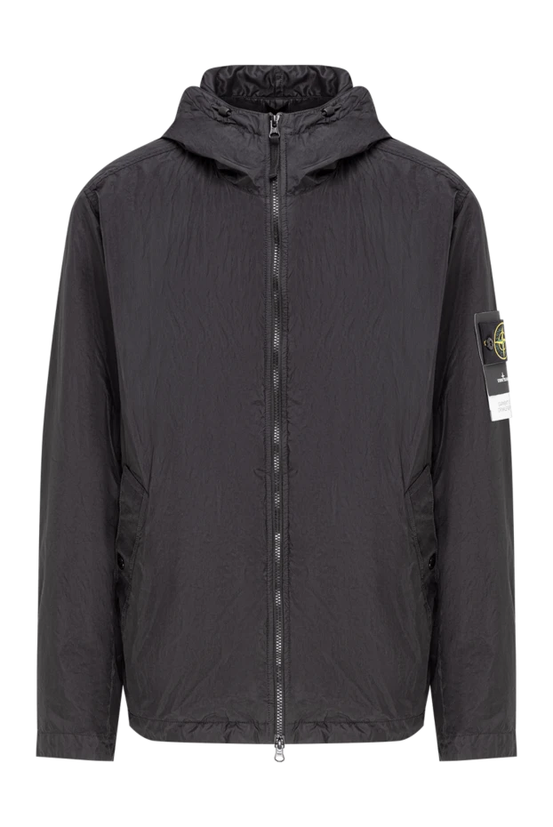 Stone Island черная куртка с капюшоном из легкого переработанного нейлона с мятой текстурой 194050 - фото 1