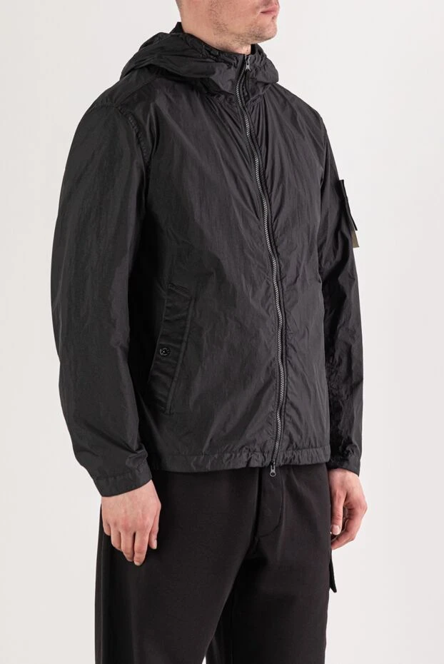 Stone Island черная куртка с капюшоном из легкого переработанного нейлона с мятой текстурой 194050 - фото 3