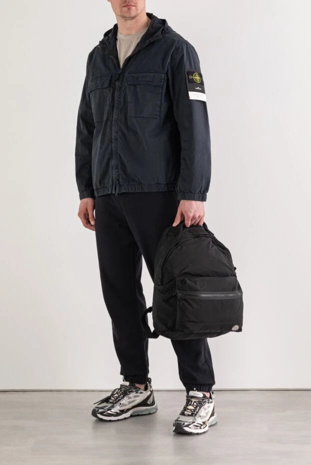 Stone Island куртка с капюшоном из органического хлопкового твила синего цвета 194053 - фото 2