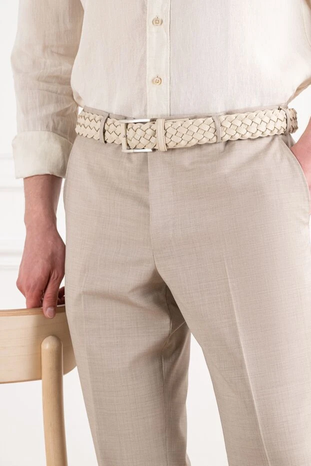 Cesare di Napoli ivory woven leather belt with a matching buckle insert 194073 - photo 2