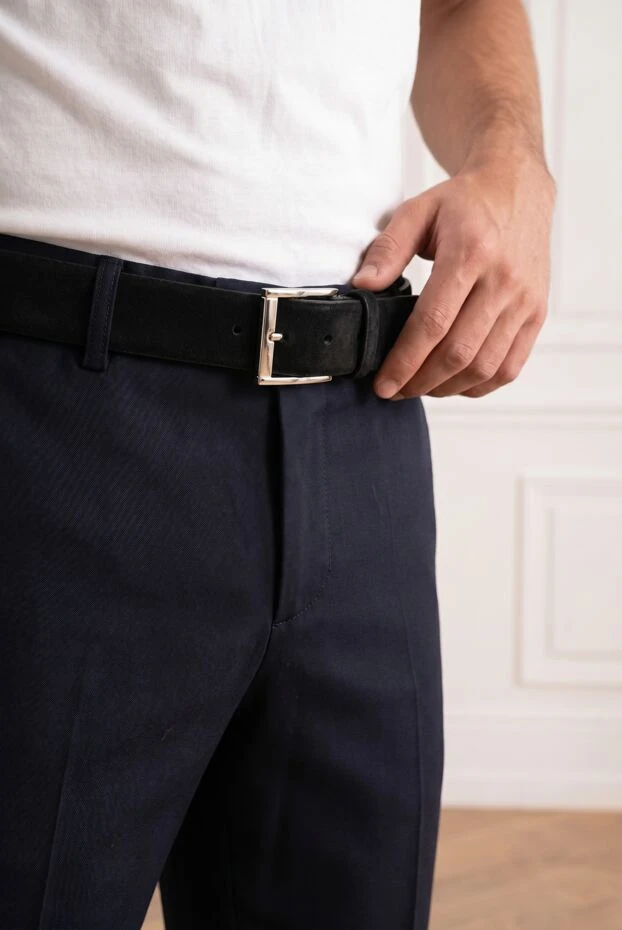 Cesare di Napoli classic men's belt made of genuine black suede 194081 - photo 2