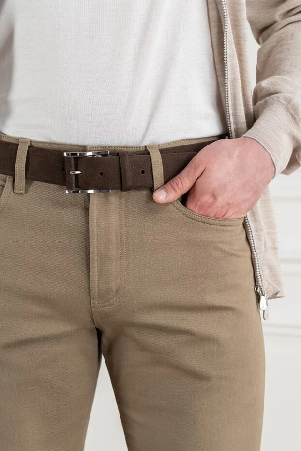 Cesare di Napoli men's chocolate-colored textured leather belt 194083 - photo 2