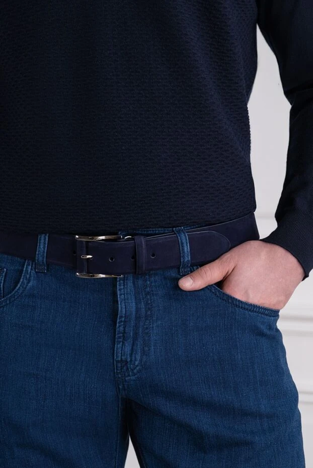 Cesare di Napoli belt made of soft natural suede in deep dark blue color 194084 - photo 2