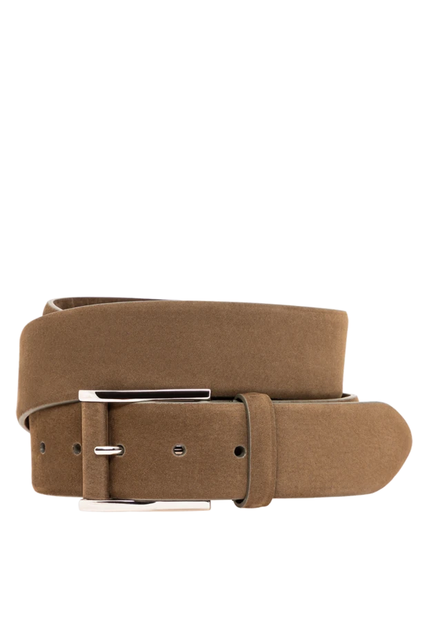 Cesare di Napoli smooth men's suede belt in khaki color 194085 - photo 1