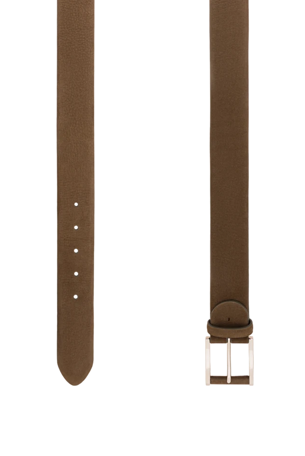 Cesare di Napoli smooth men's suede belt in khaki color 194085 - photo 3