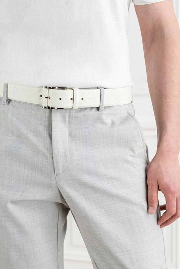Cesare di Napoli white belt made of premium grained leather 194087 - photo 2