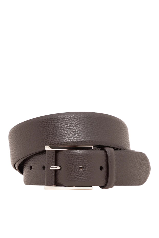 Cesare di Napoli brown premium grained leather belt with a simple rectangular buckle 194088 - photo 1