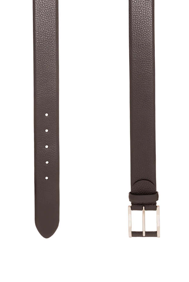 Cesare di Napoli brown premium grained leather belt with a simple rectangular buckle 194088 - photo 2