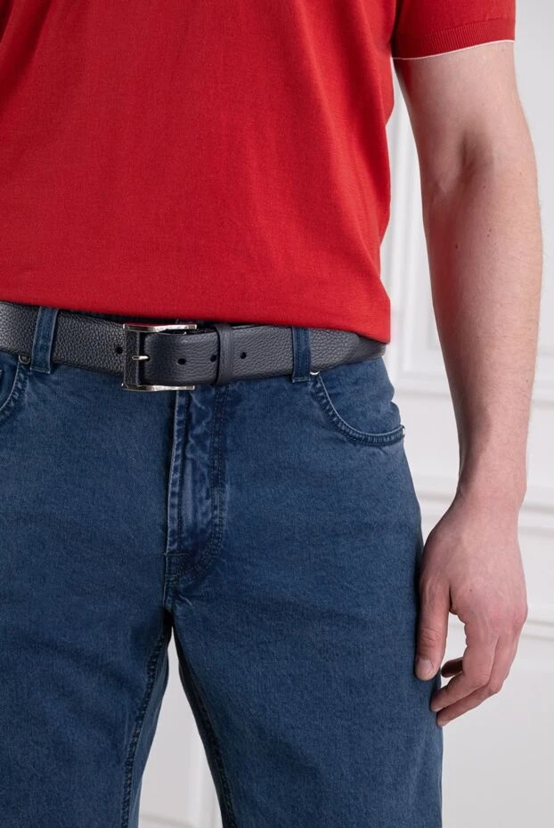 Cesare di Napoli a high-quality grained leather belt in a deep navy blue. 194090 - photo 2