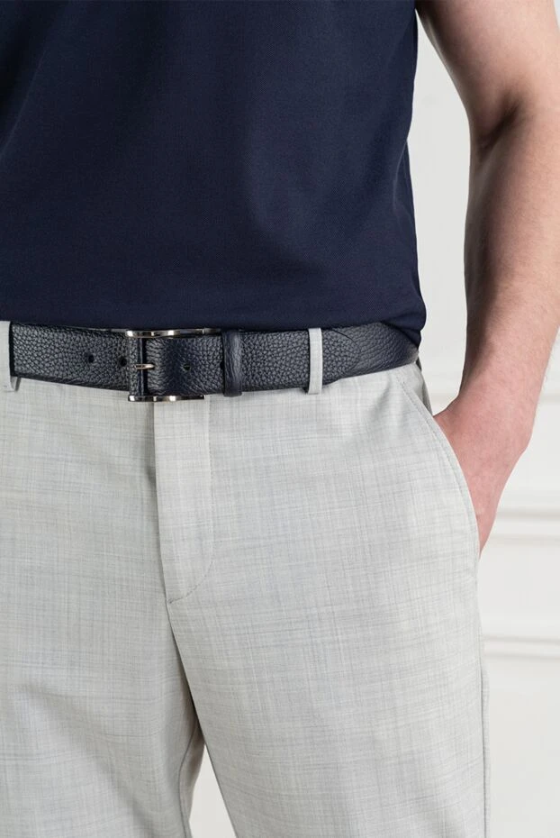 Cesare di Napoli men's belt made of high-quality grained leather in dark blue color 194091 - photo 2