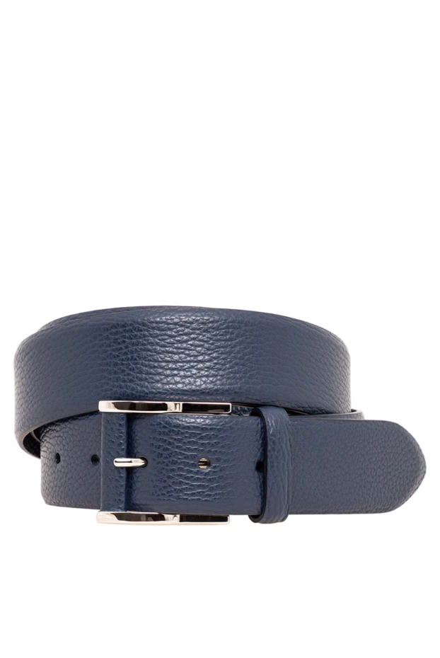 Cesare di Napoli a dark blue grained leather belt with a simple rectangular buckle 194093 - photo 1