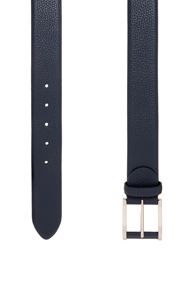 Cesare di Napoli a dark blue grained leather belt with a simple rectangular buckle 194093 - photo 2