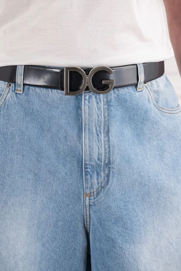 Dolce & Gabbana men's blue leather belt made of smooth calfskin 194099 - photo 2