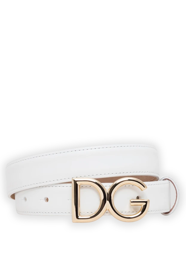 Dolce & Gabbana smooth white calfskin belt with dg logo 194104 - photo 1