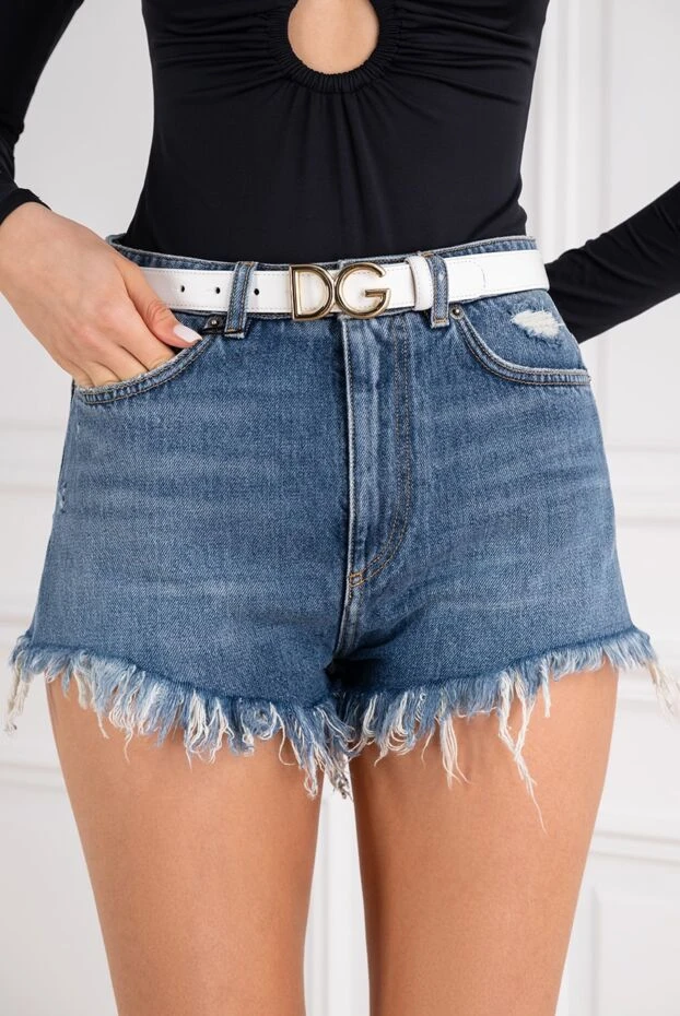 Dolce & Gabbana smooth white calfskin belt with dg logo 194104 - photo 2