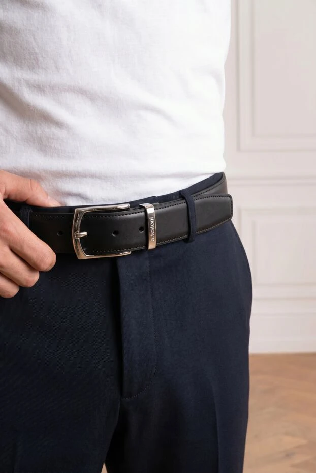 A.Testoni classic men's belt made of smooth matte genuine leather 194105 - photo 2