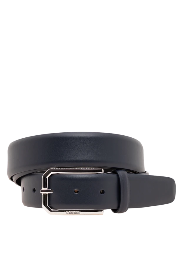 A.Testoni classic men's leather belt in a noble dark blue color 194118 - photo 1
