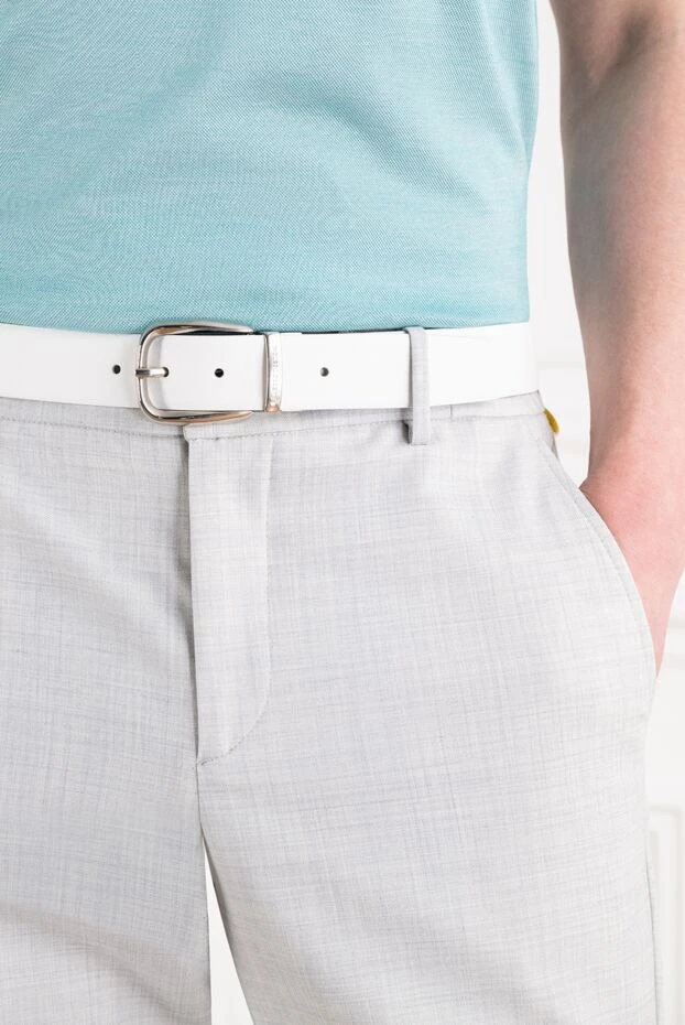 A.Testoni snow-white leather belt with a polished horseshoe buckle 194131 - photo 2