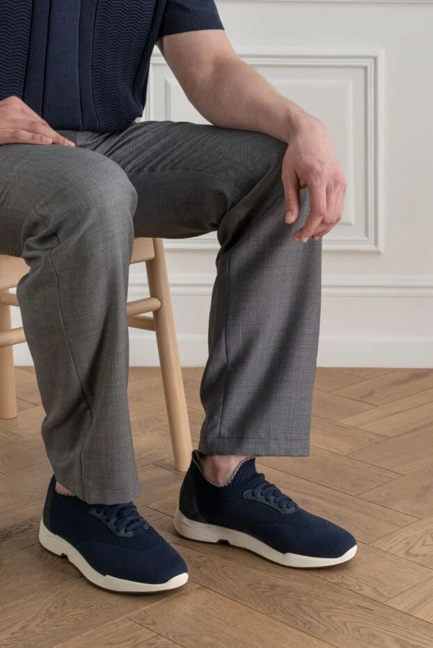 Andrea Ventura ultra-light and breathable blue sneakers with a contrasting sole 194154 - photo 2