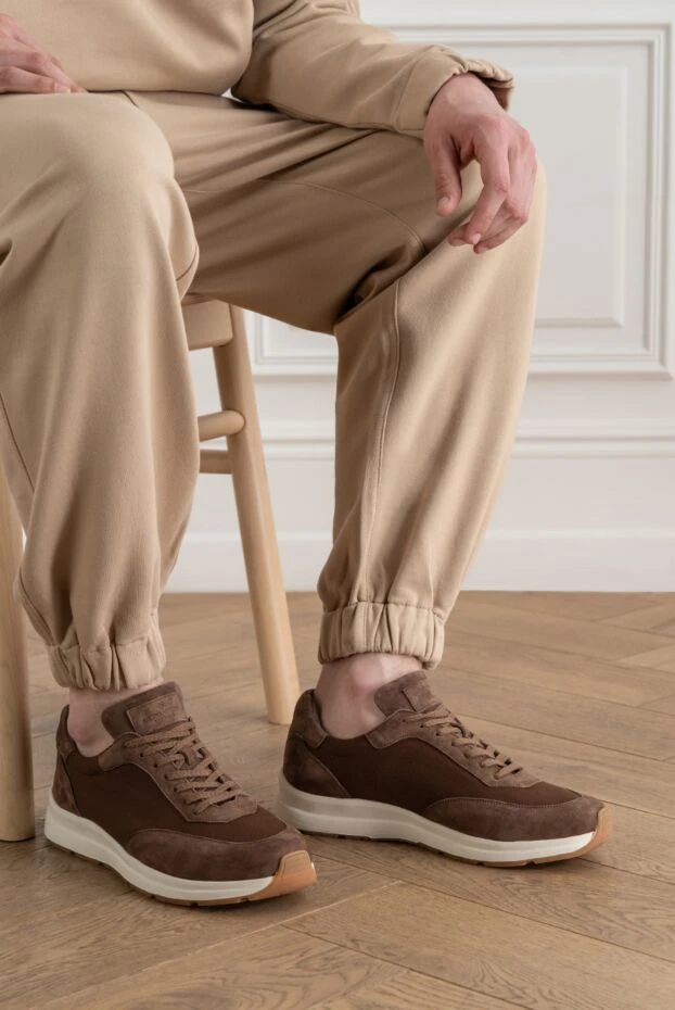 Andrea Ventura men's brown combination sneakers 194159 - photo 2