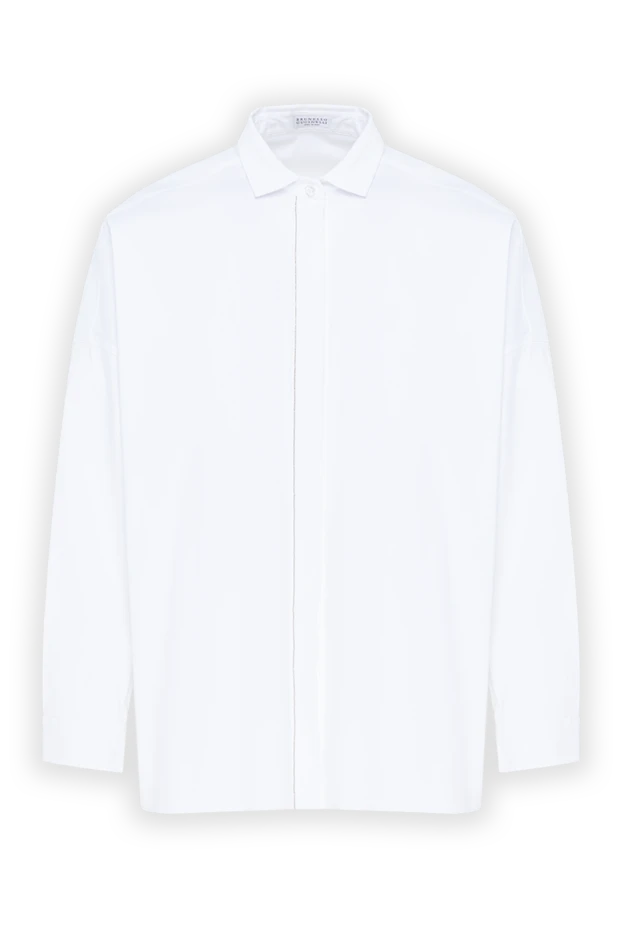 Brunello Cucinelli basic white straight-cut shirt with a concealed placket 194163 - photo 1