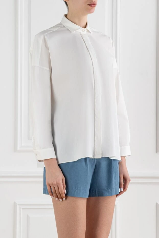 Brunello Cucinelli basic white straight-cut shirt with a concealed placket 194163 - photo 3