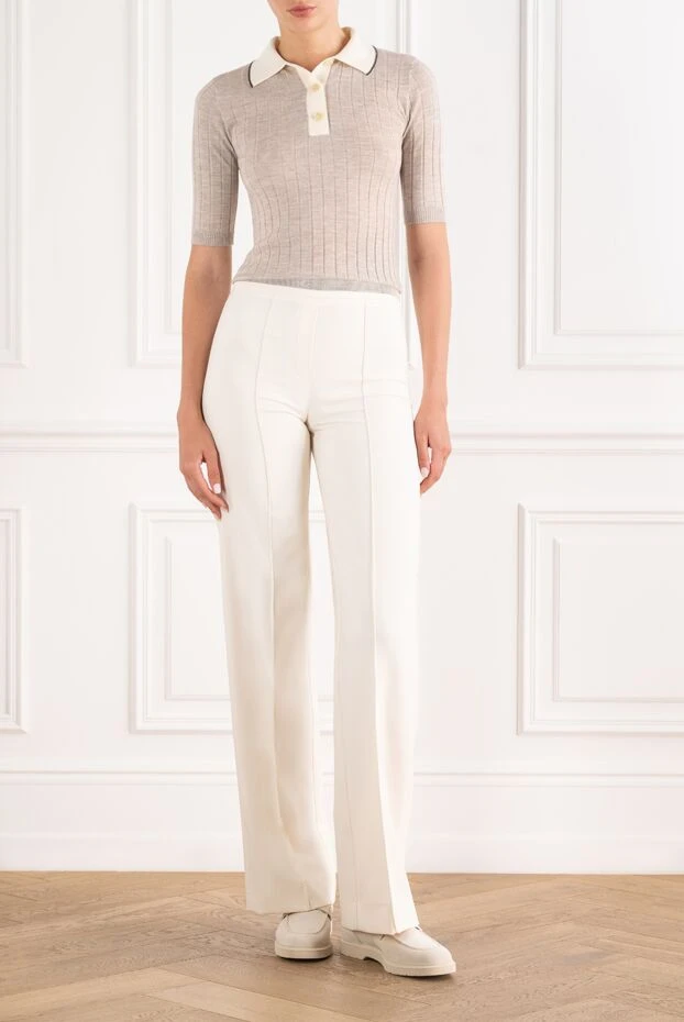 D.Exterior women's white classic trousers with a sparkling belt 194177 - photo 2