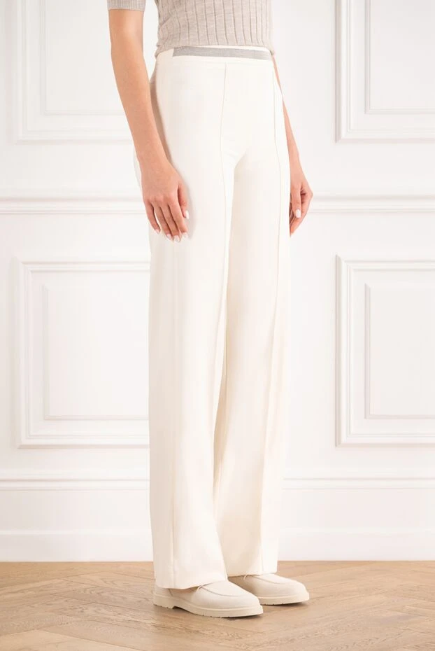 D.Exterior women's white classic trousers with a sparkling belt 194177 - photo 3