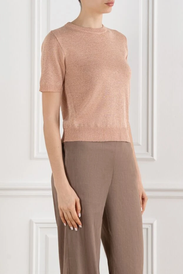 D.Exterior women's knitted top in a delicate powder pink color with short sleeves 194225 - photo 3