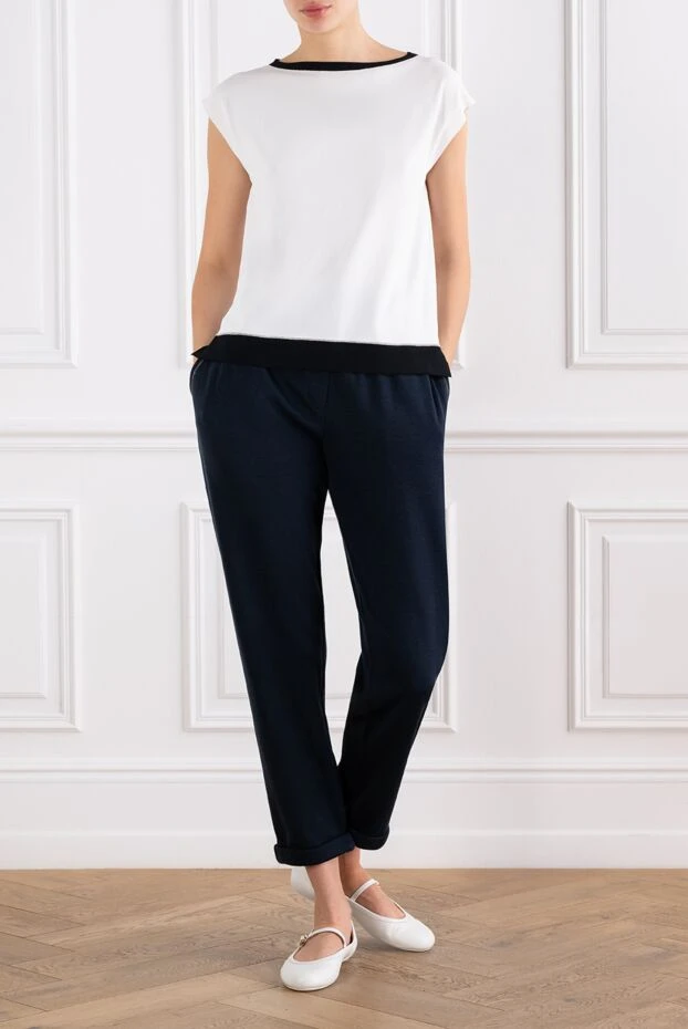D.Exterior women's white short sleeve jumper with contrast trim 194229 - photo 2