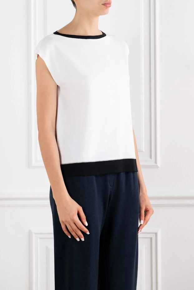 D.Exterior women's white short sleeve jumper with contrast trim 194229 - photo 3