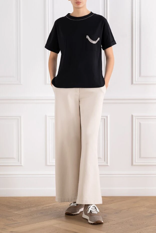 D.Exterior women's black t-shirt with a chest patch pocket 194233 - photo 2